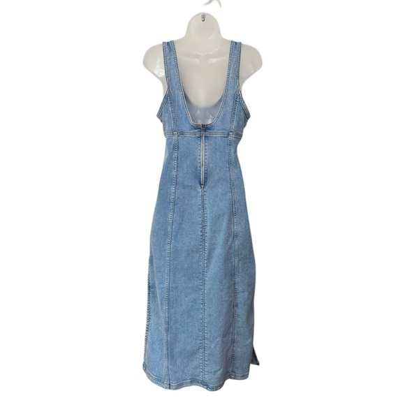 AMERICAN EAGLE | Stretch Denim Scoop Neck Maxi Dress in Blue, Size 4 - Picture 6 of 10